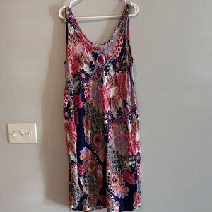 Vibrant Floral Sleeveless Midi Dress